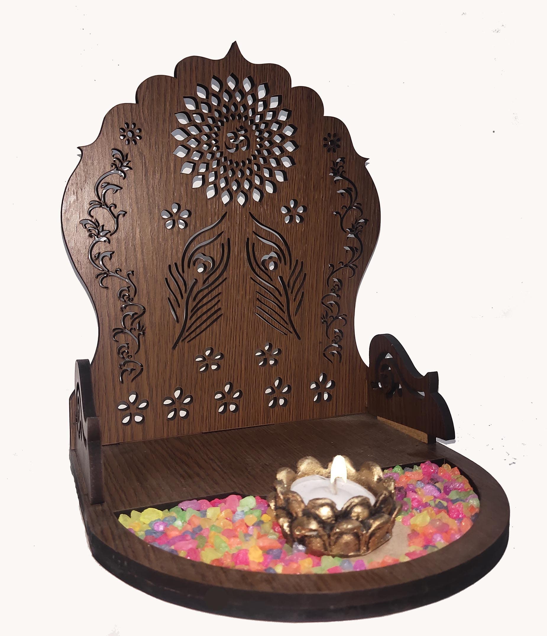 Sn Handicrafts God Ganesh/Ganpati/Lord Ganesha Idol - Statue Gift Item Showpiece With Wooden Mini Temple Natural Stones Lotus Te